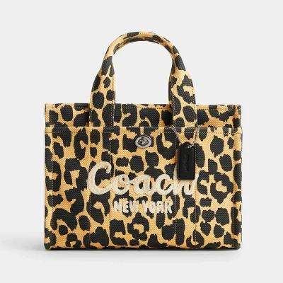 Image of Coach Cargo Tote 26 Leopard Print Cotton Canvas Bag