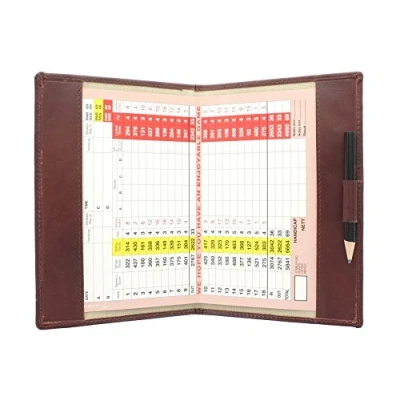 Image of Mala Leather Golf Scorecard Holder UK and EU Scorecards Style 2316d Brown