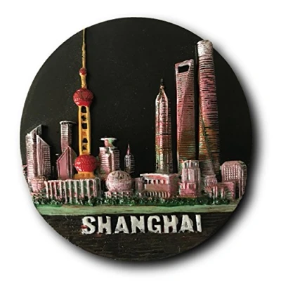 Image of 3D Refrigerator Magnet Shanghai Famous Tourist Souvenirs Black,Resin Fridge Home and Kitchen Decoration,China Promotion Gift