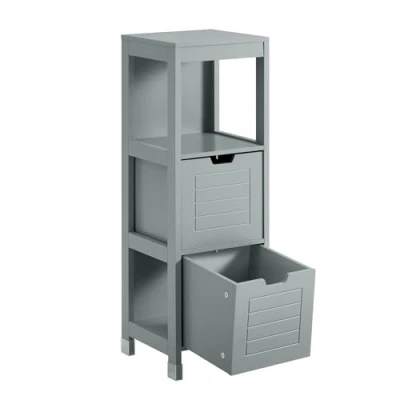 Image of SoBuy FRG127 SG, Bathroom Cabinet Storage with 1 Shelf and 2 Drawers, Grey