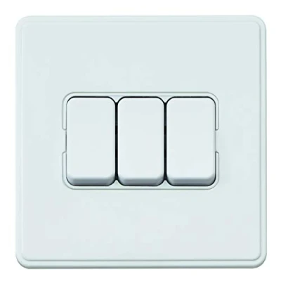 Image of MK Dimensions 3 Gang SP 2 Way 10A Switch White Module