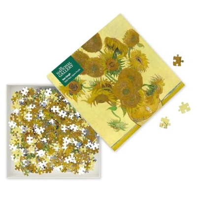 Image of 1000 Piece Jigsaw Puzzles for Adults &amp; Teens Vincent Van Gogh, Sunflowers Paperback Art Sturdy, Colourful, Challenging Square Box Puzzle Set by Flame Tree Publishing