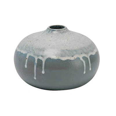 Image of Creative Co Op Farmhouse Stoneware 2 Tone, Multicolor Reactive Glaze Vase, Blue