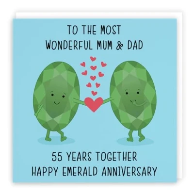 Image of Hunts England Large Mum And Dad 55th Anniversary Card To The Most Wonderful &amp; 55 Years Together Happy Emerald Iconic Collection 210 x mm