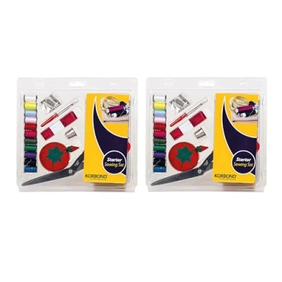 Image of Korbond Twin Pack Beginner Sewing Sets 21 Piece Essential Accessories Set for Crafting and Repair in Each Hand 42 Pieces