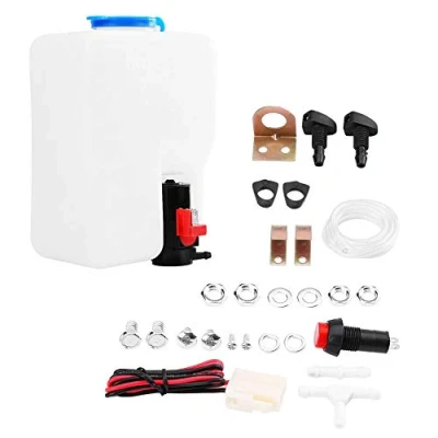 Image of Ejoyous Universal Windshield Washer Tank Kit, Windscreen Bottle Car Filler Hose with Pump Jets Wiring Switch for Classic 12V Boat Marine