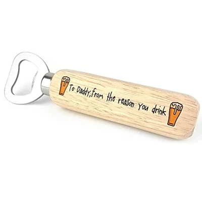 Image of Funny Gift for Daddy Birthday Christmas Wooden Bottle Opener Him Keepsake