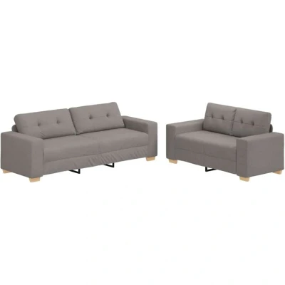 Image of vidaXL 2 Piece Sofa Set with Cushions Taupe Fabric