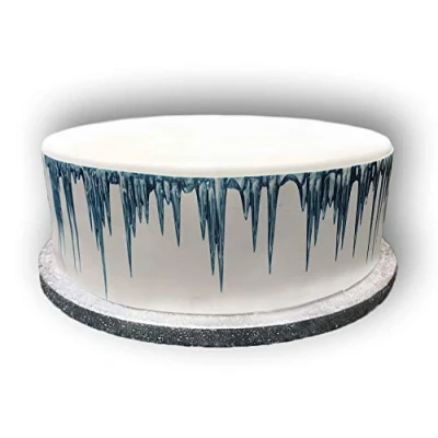 Image of Top That Edible Decor Sheet Blue Frozen Icicle Effect Border Ribbon Perfect for Decorating Your Cakes Easy to Use