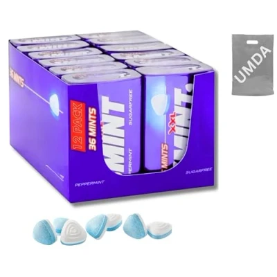 Image of UMDA Smints Box of 12 Sugar Free Mints Sweets XXL Papermint Tins Best With Fresh for Bad Breath Peppermint Sweet (Pack 12)