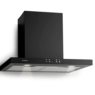 Image of Klarstein Cooker Hood, Extractor Fan for Kitchen w/Dishwasher Aluminium Grease Filter, 600m3/h flow, LEDs, EEC A++ Hoods, Wall Mount Steel Vent Fan, Black, 60 cm