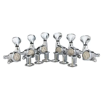 Image of Guyker 6Pcs Guitar Locking Tuners (3L + 3R Handed) 1:18 Ratio Lock String Tuning Key Pegs Machine Heads Set Replacement for LP, SG, TL Style Electric, Folk or Acoustic Guitars Chrome