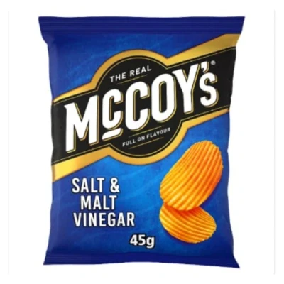 Image of McCoy&#039;s Ridge Cut Salt &amp; Malt Vinegar Flavour Potato Crisps 45g x Case of 26