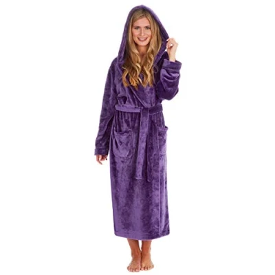 Image of KATE MORGAN Ladies Soft, Comfy &amp; Cosy Dressing Gown (20 22, Purple/Shimmer)
