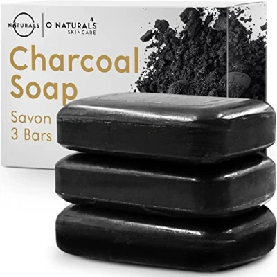 Image of O Naturals Moisturizing Soap Bars Natural Bar, Organic Body Bars, Face &amp; Hand Shower Soap, Wash Bar Stocking Stuffers for Adults (3 pieces, Charcoal Black Soap)