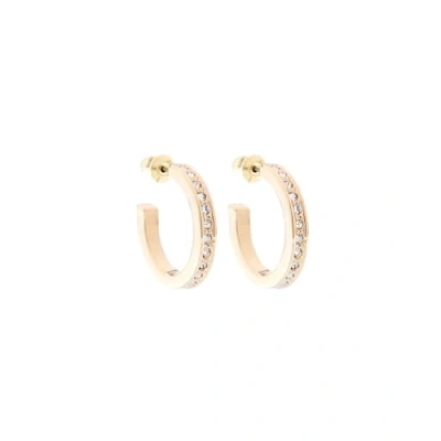 Image of Karen Millen Small Crystal Hoop Earrings For Women (Gold/Clear Crystal)