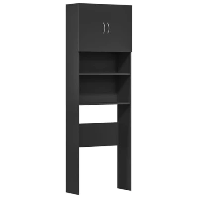 Image of vidaXL Washing Machine Cabinet Black Engineered Wood Bathroom Storage Unit