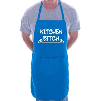 Image of print4ucouk Kitchen Bitchin Funny BBQ Cooking Novelty Apron Blue