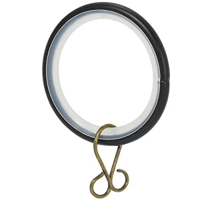 Image of 30x Black Smooth Glider Curtain Rings Fit 25mm Poles Metal Rod Silent Loop Set