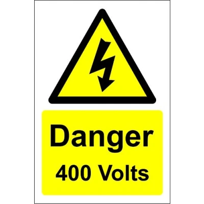 Image of Danger 400 volts electricity Safety sign Self adhesive sticker 150mm x 100mm