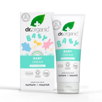 Image of Dr Organic Calendula Baby Moisturiser, Fragrance Free, Skin Soothing, Sensitive Skin, Natural, Vegan, Cruelty Paraben &amp; SLS Organic, 50ml
