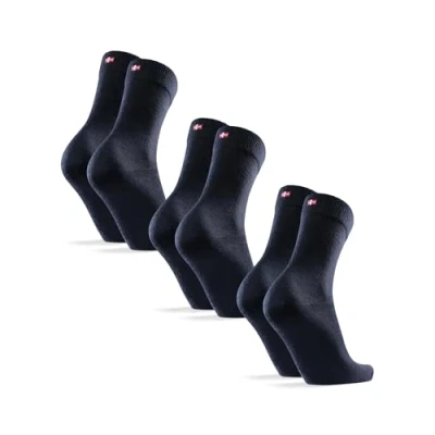 Image of DANISH ENDURANCE Merino Wool Socks Mens, Moisture Wicking Dress Socks, Thermal, Breathable Mens Premium Black 3 Pack, Navy Blue, 9 12
