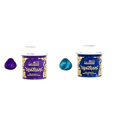 Image of 2 x La Riche Directions Semi Permanent Hair Colour Dye Violet &amp; Lagoon Blue