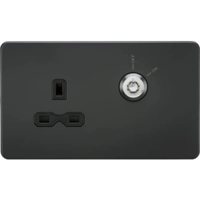 Image of KnightsBridge 13A 1G DP Lockable socket Anthracite with black insert