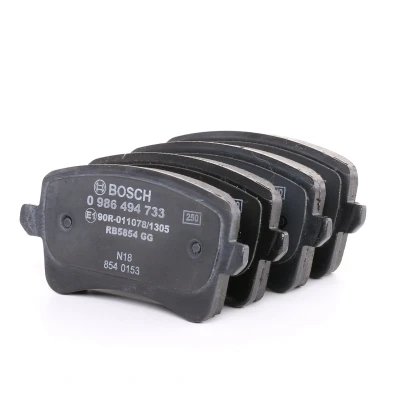 Image of BP1748, E190R0110781305 Brake pad set BOSCH 0 986 494 733 Low Metallic with anti squeak plate, bolts/screws spring, accessories