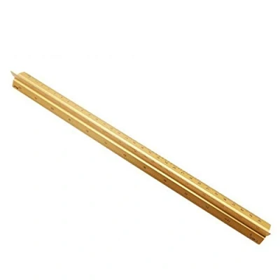 Image of Powertool 1:20, 1:25, 1:50, 1:75, 1:100, 1:125 Standard 12&quot; Aluminum Triangular Ruler for Architects, Students, Draftsmen and Engineers (Gold Aluminum)