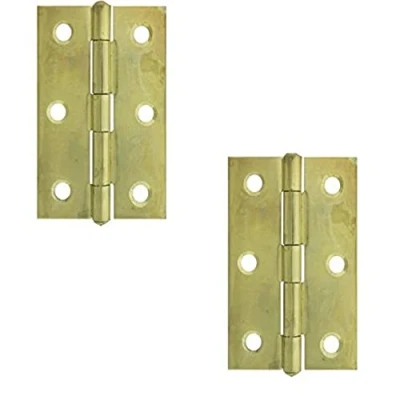 Image of Merriway BH03836 (2 Pcs) 100mm (4 inch) EB Steel Narrow Utility Hinge Brass Plated Pack of 2 Pieces