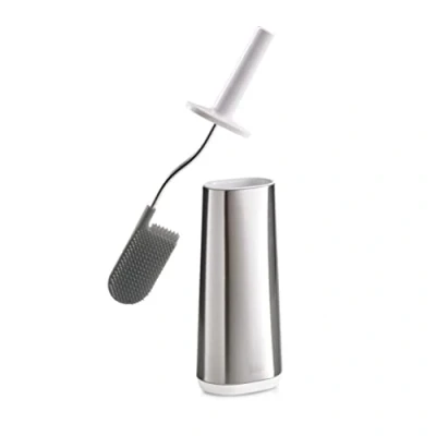 Image of Joseph Flex Smart Hygienic Silicone Toilet Brush with Holder Set, Flexible Anti Drip, Clog Deep Clean Head Stainless Steel