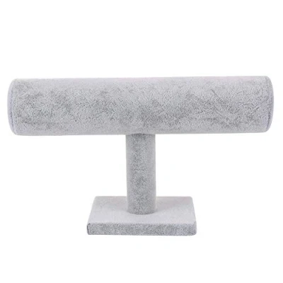 Image of T Shape Horizontal Bar Jewelry Display Rack, Bracelets Watches Necklaces Storage Stand Holder, Safekeeping Shelf for Home Decoration Organization Show Rack (Velvet and Leatherette)