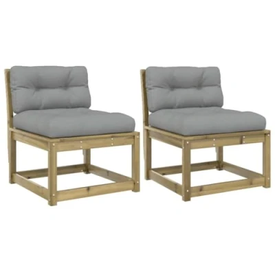 Image of vidaXL Garden Sofas with Cushions 2pcs Impregnated Wood Pine