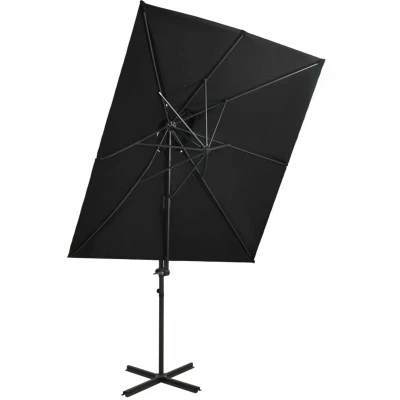 Image of vidaXL Cantilever Garden Parasol with Double Top Black 250x250 cm