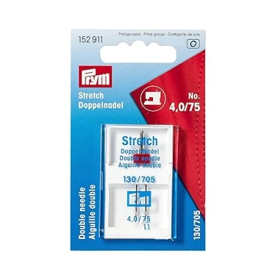 Image of Prym Double Sewing Machine Needles Sys. 130/705 Stretch 75/4.0, Silver