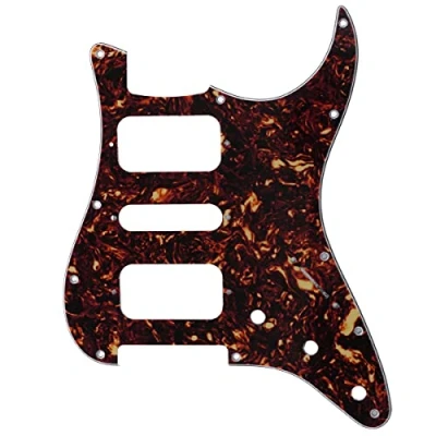 Image of Musiclily Pro 11 Holes Round Corner HSH Strat Pickguard for American/Mexican Fender Standard Stratocaster Electric Guitar, 4Ply Tortoise Shell