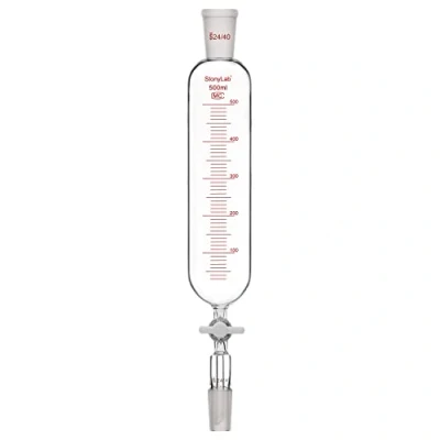 Image of stonylab Pressure Equalizing Addition Funnel, 24/40 Joint Borosilicate Glass Graduated Dropping Funnel with PTFE Stopcock for Laboratory Additional 500 ml