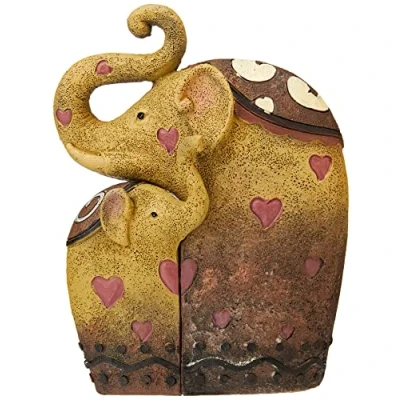 Image of Something Different Pair of Elephant,Mum And Baby Elephant, Craft Art Resin, Brown/White, 4 x 12 9 cm