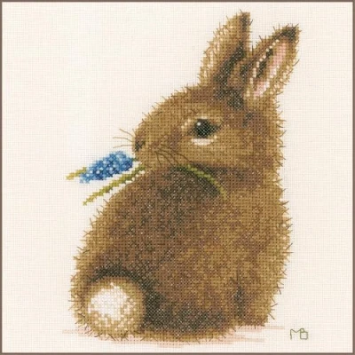 Image of Lanarte PN 0175627 MB Rabbit Counted Cross Stitch Kit, Cotton, Multi Colour, Approx. 16 x 21 cm / 6.4&quot; 8.4&quot;