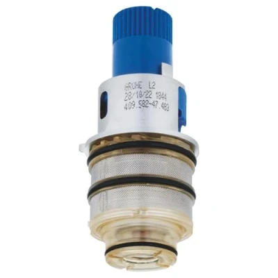 Image of GROHE Thermostatic Compact Cartridge 3/4&quot; for Reversed Supplies, Left:Cold/Right:Hot Chrome 47186000