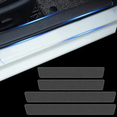 Image of DADYM Car Door Sill Protector Strips for Ford Transit Courier (ab Bj.2014),Carbon Fiber Paint Protection Film Kick Plates Panel Covers 4Pcs,Transparent