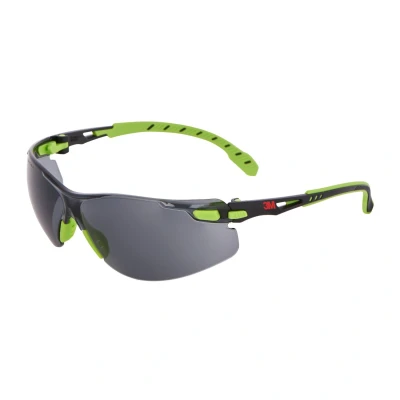 Image of 3M Solus Safety Glasses Green/Black frame, Scotchgard Anti Fog, Grey Lens, S1202SGAF EU
