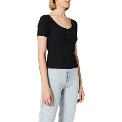 Image of NA KD Keyhole Jersey Top, Black, XX Large
