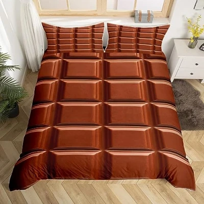 Image of Homemissing Chocolate Comforter Cover for Boys Girls Sweet Bedding Set Desert Duvet Realistic Food Bedspread Decor Breathable Bedclothes Single