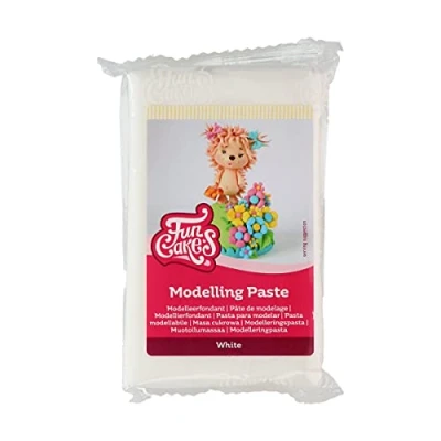 Image of FunCakes Modelling Paste White: Perfect for Figures, Cake Toppers and Ruffles. Strong, Smooth Pliable. Halal, Kosher Gluten Free. 250 g.