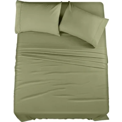 Image of Utopia Bedding Queen Bed Sheets Set 4 Piece Brushed Microfiber Shrinkage and Fade Resistant Easy Care (Queen, Olive)