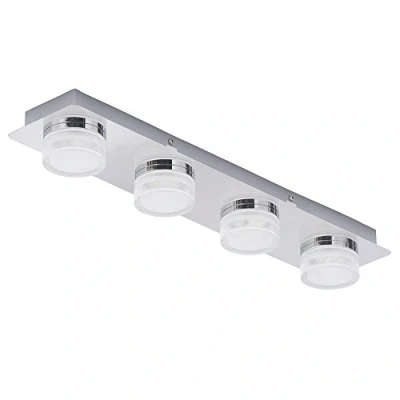 Image of LITECRAFT Bolton Bathroom IP44 Rated LED Ceiling Light Polished Chrome (4 Light, Spotlight Bar)