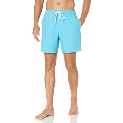 Image of Amazon Essentials Men&#039;s 7&quot; Quick Dry Swimming Trunks, Aqua Blue, L