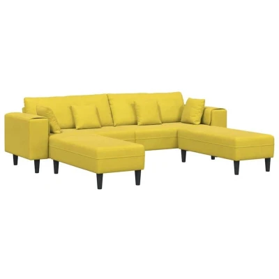 Image of vidaXL Velvet Sofa with Cushion Pillow 3 pcs Yellow